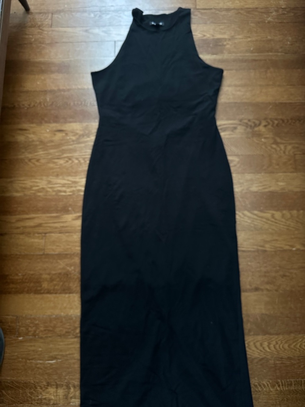 Sleeveless Black Maxi Dress with High Neck